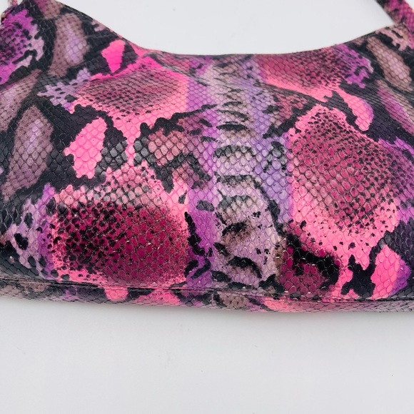 Rob Ference Vintage Y2K Pink Purple Ombré Snakskin Print Shoulder Hobo Bag - Picture 2 of 11